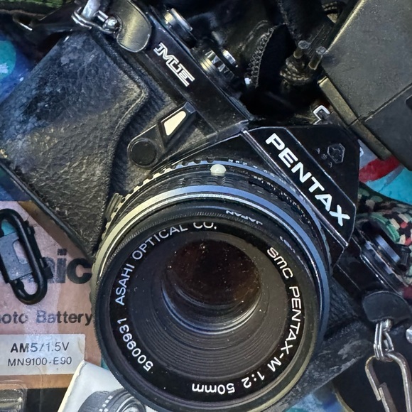 Pentax Black SLR Camera with 3 Lens